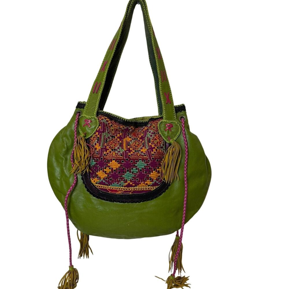 Ibiza World Family Handbag Women's Handcrafted Leather Embroidered Boho Artsy - Picture 3 of 16